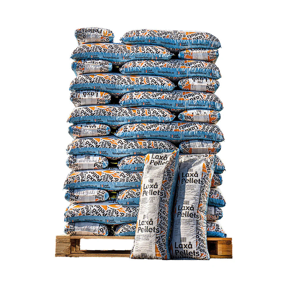 laxa-Varmepellets-6-mm-1.webp Laxå Pellet 832 kg, worki 16 kg, jakość A1, 8 mm – Dostawa gratis - obrazek 1